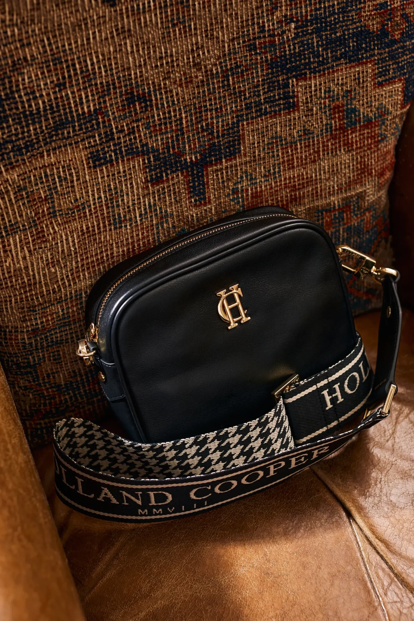 Holland Cooper Abbot Bag Strap Ecru Houndstooth Best