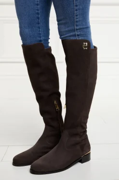 Holland Cooper Albany Knee Boot Chocolate Suede Best