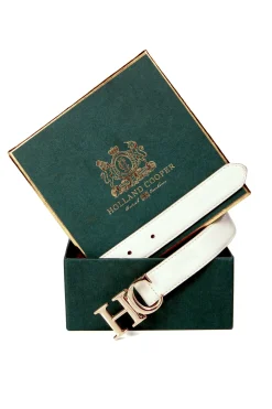 Holland Cooper Atelier Slim Logo Belt Off White Hot