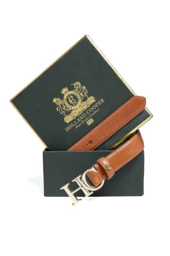Holland Cooper Atelier Slim Logo Belt Tan Contrast Outlet