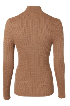 Holland Cooper Ava Half Zip Knit Dark Camel Marl Outlet