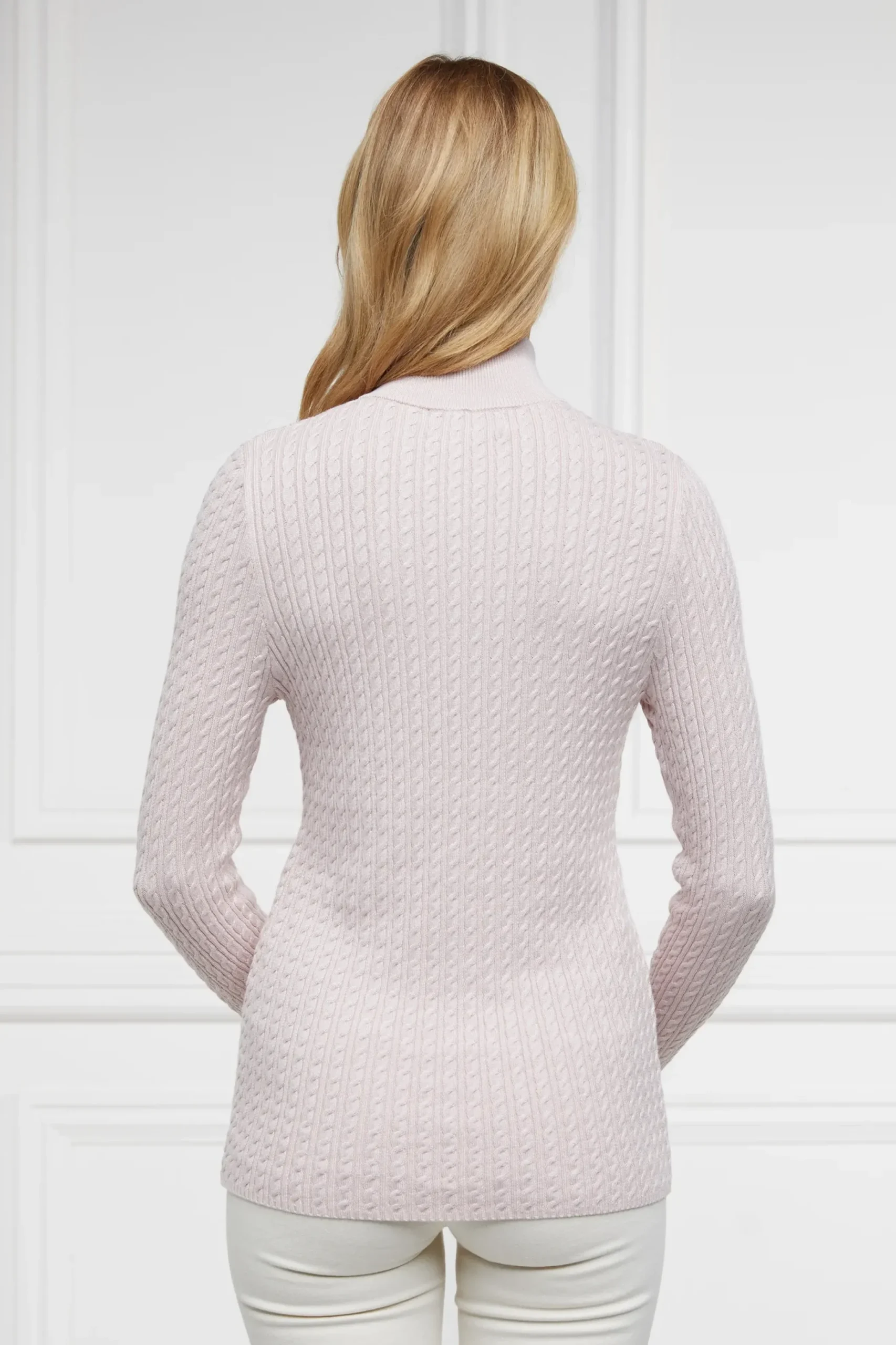 Holland Cooper Ava Half Zip Knit Soft Pink Outlet