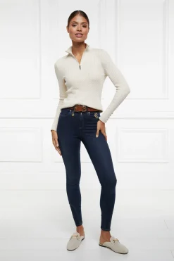 Holland Cooper Ava Half Zip Knit Almond New