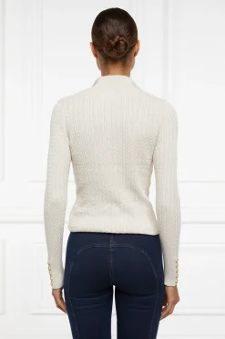 Holland Cooper Ava Half Zip Knit Almond New