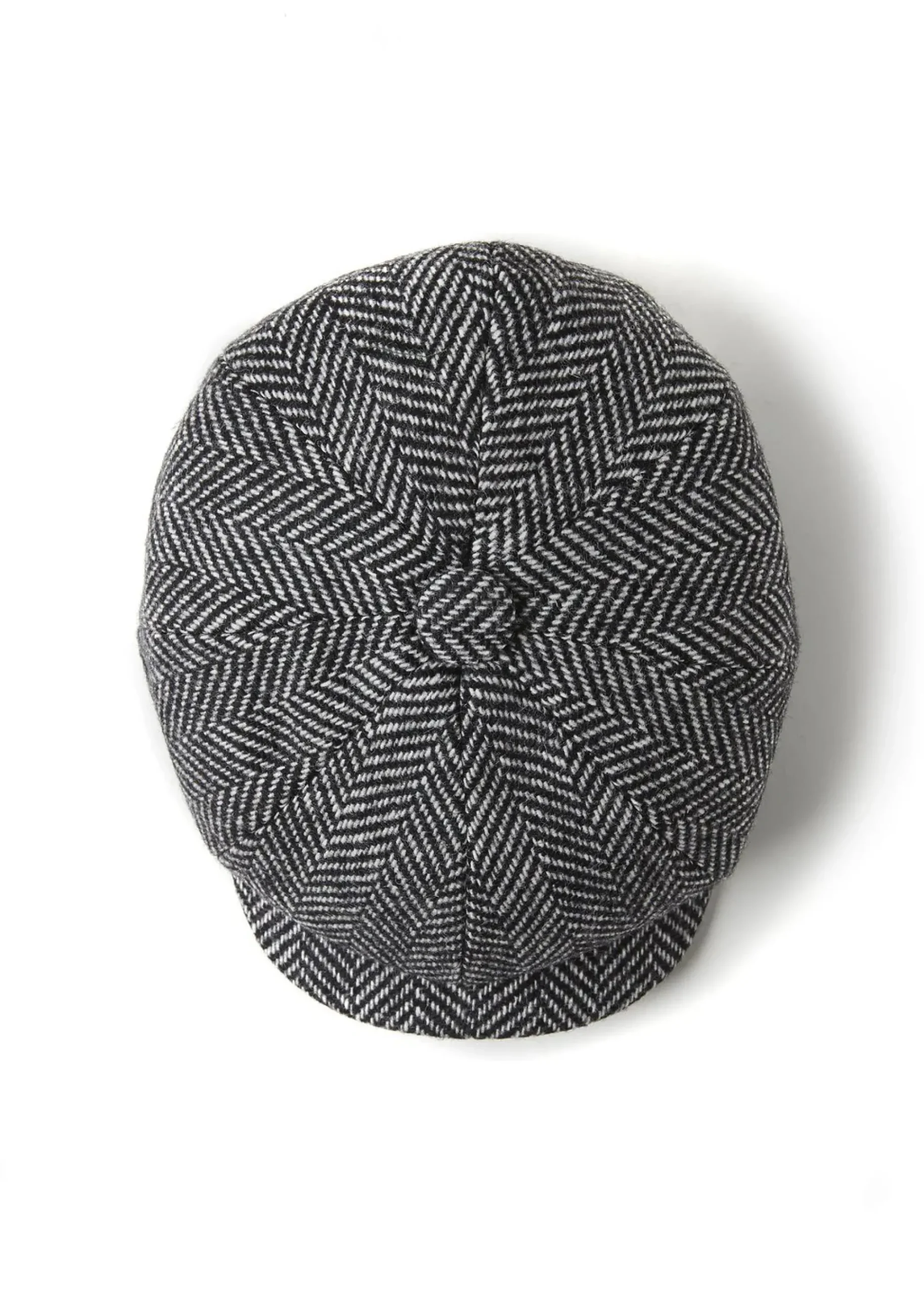 Holland Cooper Baker Boy Cap Wide Tooth Black Herringbone New