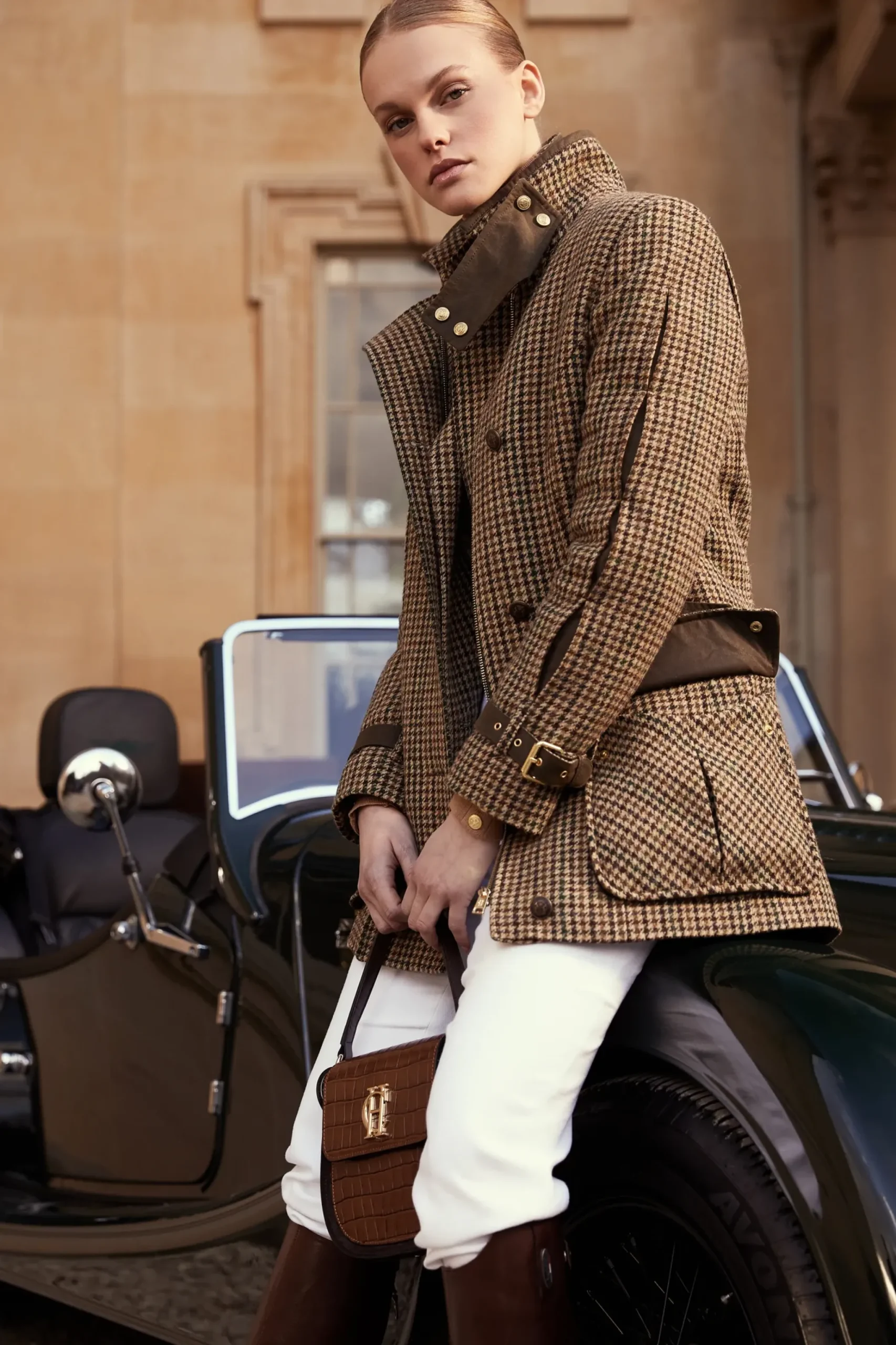 Holland Cooper Balmoral Field Coat Hailes Green Tweed Online