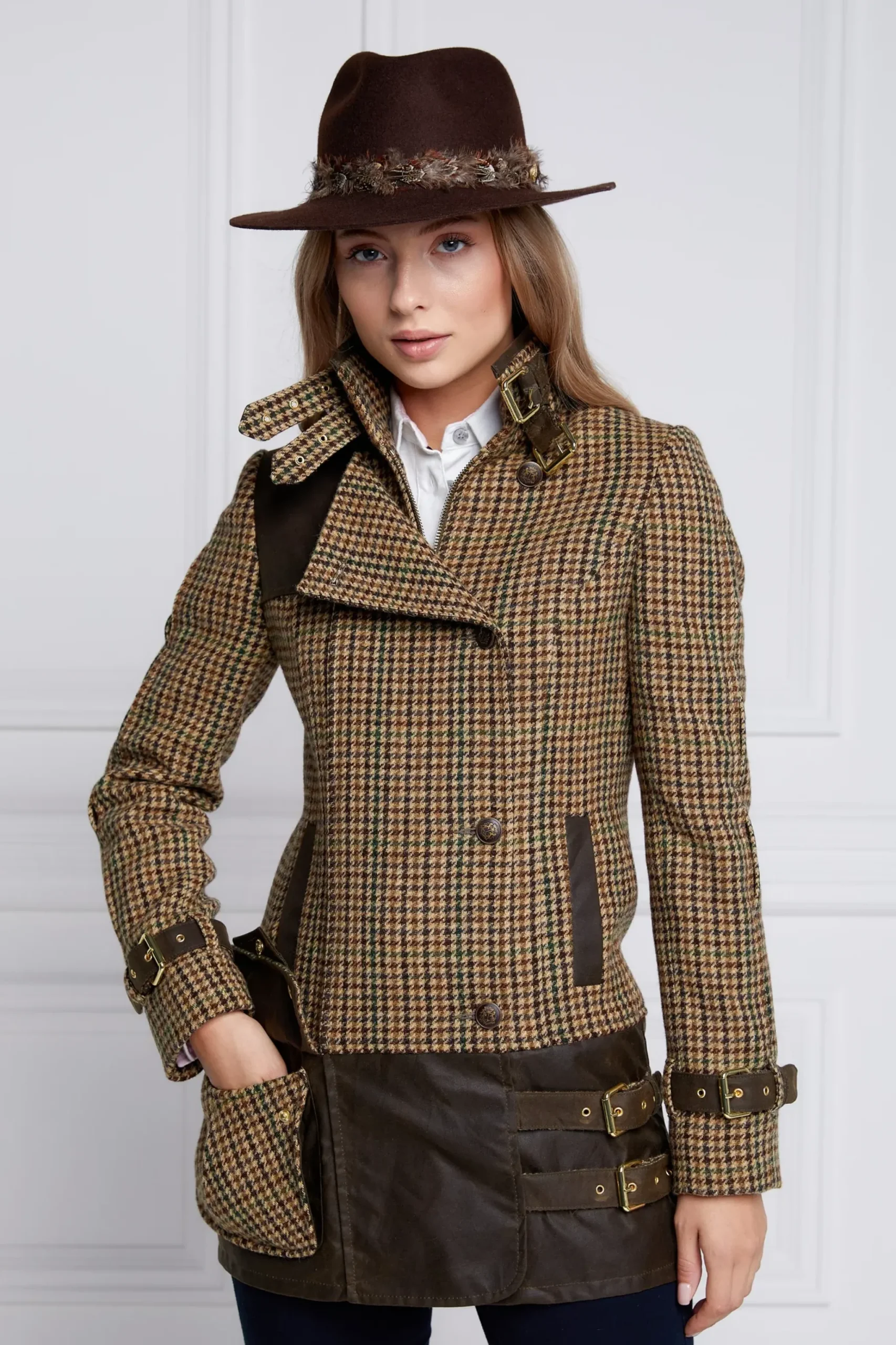 Holland Cooper Balmoral Field Jacket Hailes Green Tweed