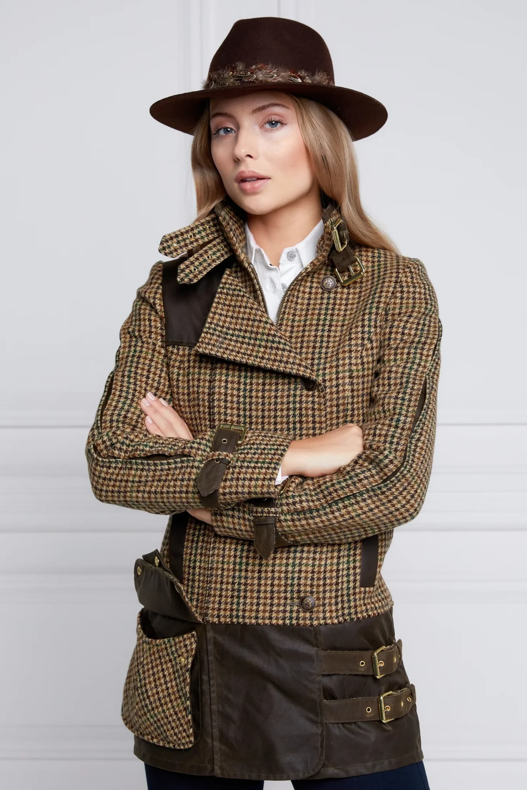 Holland Cooper Balmoral Field Jacket Hailes Green Tweed
