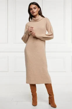 Holland Cooper Berkeley Roll Neck Dress Camel Discount