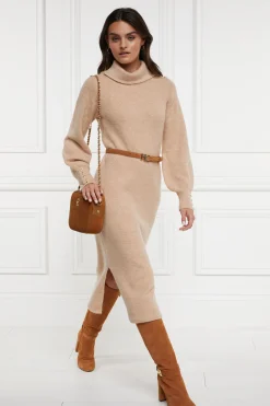 Holland Cooper Berkeley Roll Neck Dress Camel Discount
