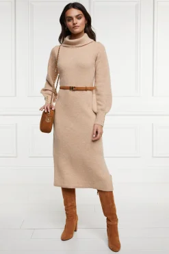 Holland Cooper Berkeley Roll Neck Dress Camel Discount