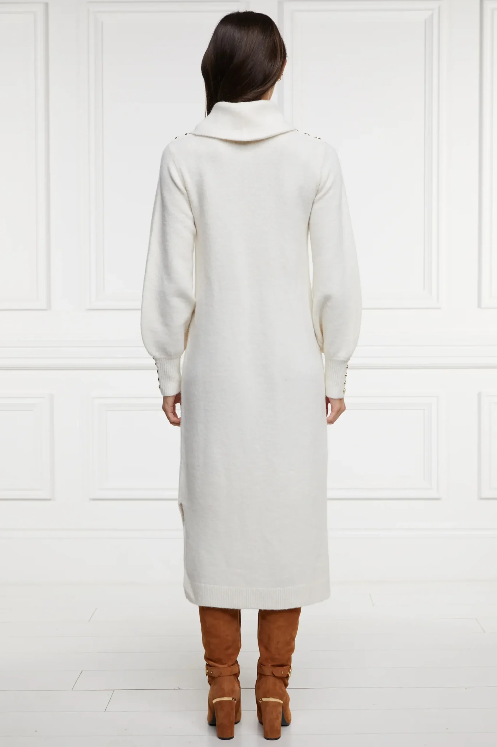 Holland Cooper Berkeley Roll Neck Dress Natural Clearance