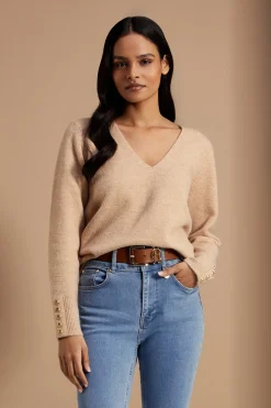 Holland Cooper Berkeley V-Neck Knit Camel Discount