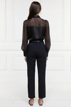 Holland Cooper Bexley Tailored Trouser Black Satin Stripe Sale
