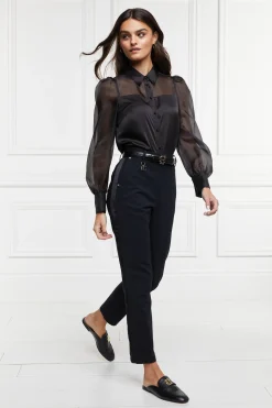 Holland Cooper Bexley Tailored Trouser Black Satin Stripe Sale