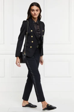 Holland Cooper Bexley Tailored Trouser Black Satin Stripe Sale