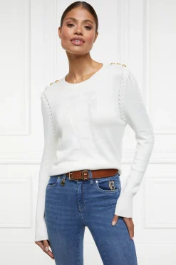 Holland Cooper Bibury Crew Neck Knit Natural New