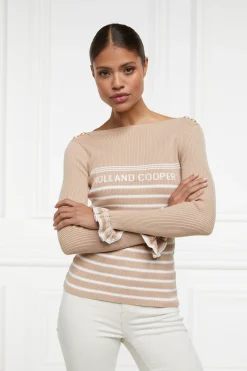 Holland Cooper Bretton Boat Neck Knit Light Camel Clearance