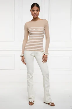 Holland Cooper Bretton Boat Neck Knit Light Camel Clearance