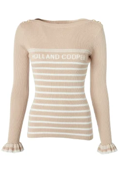 Holland Cooper Bretton Boat Neck Knit Light Camel Clearance