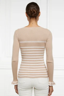 Holland Cooper Bretton Boat Neck Knit Light Camel Clearance