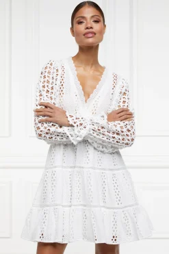 Holland Cooper Broderie Lace V-Neck Dress