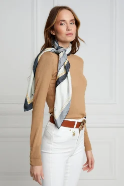 Holland Cooper Buttoned Knit Crew Neck Dark Camel Hot