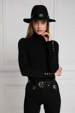 Holland Cooper Buttoned Knit Roll Neck Black Hot