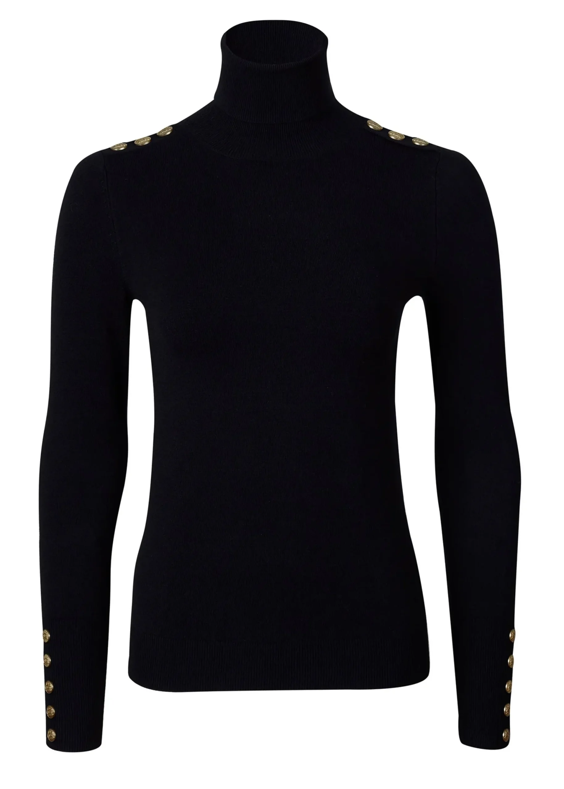 Holland Cooper Buttoned Knit Roll Neck Black Hot