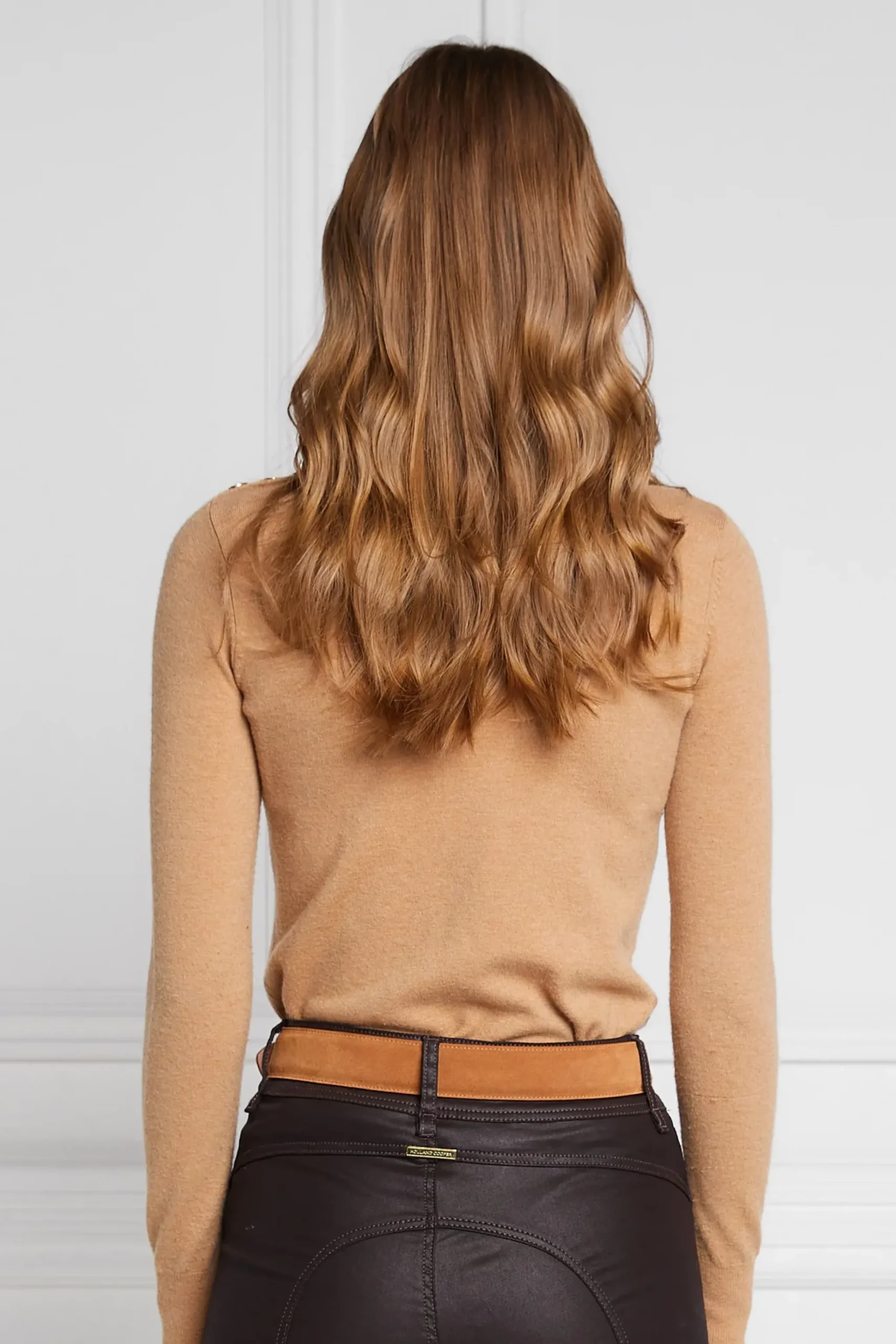 Holland Cooper Buttoned Knit Roll Neck Dark Camel Hot