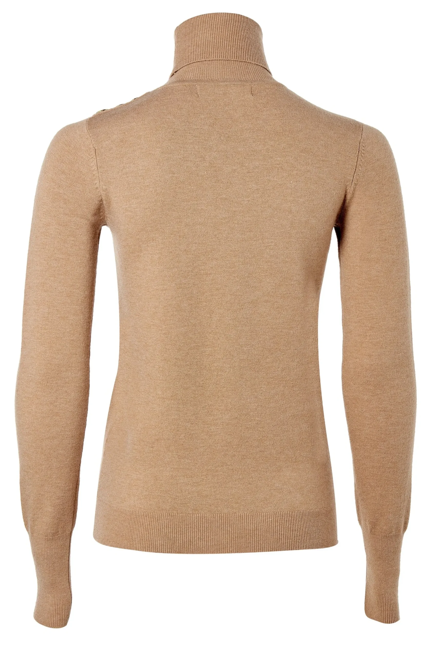 Holland Cooper Buttoned Knit Roll Neck Dark Camel Hot