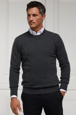 Holland Cooper Byron Crew Neck Knit Charcoal New