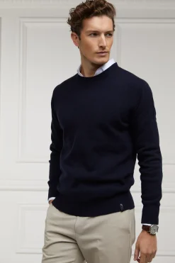 Holland Cooper Byron Crew Neck Knit Navy Outlet