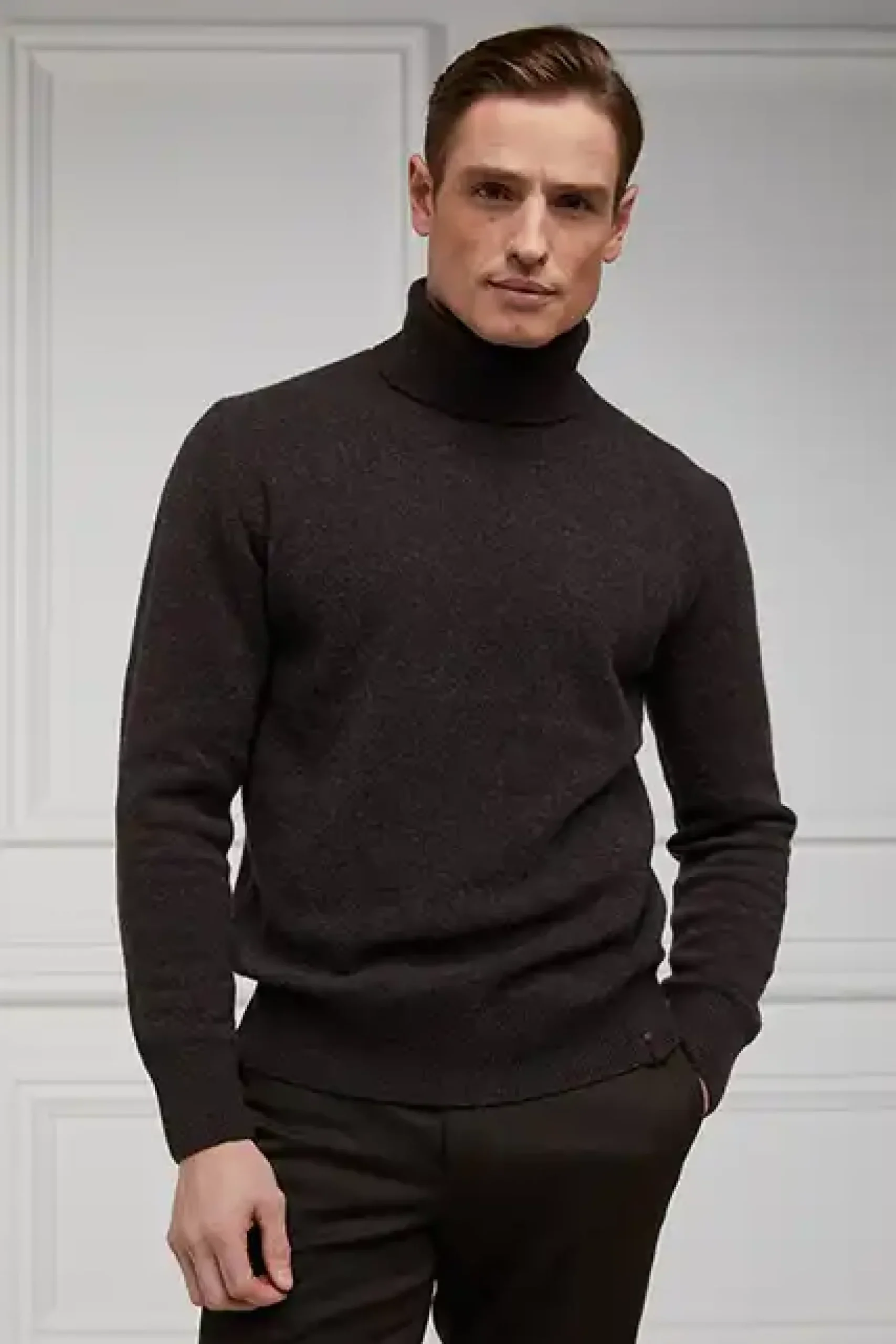 Holland Cooper Byron Roll Neck Knit Chocolate Outlet