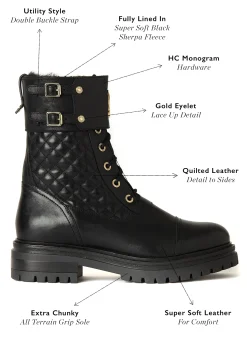 Holland Cooper Camden Biker Boot Black Clearance