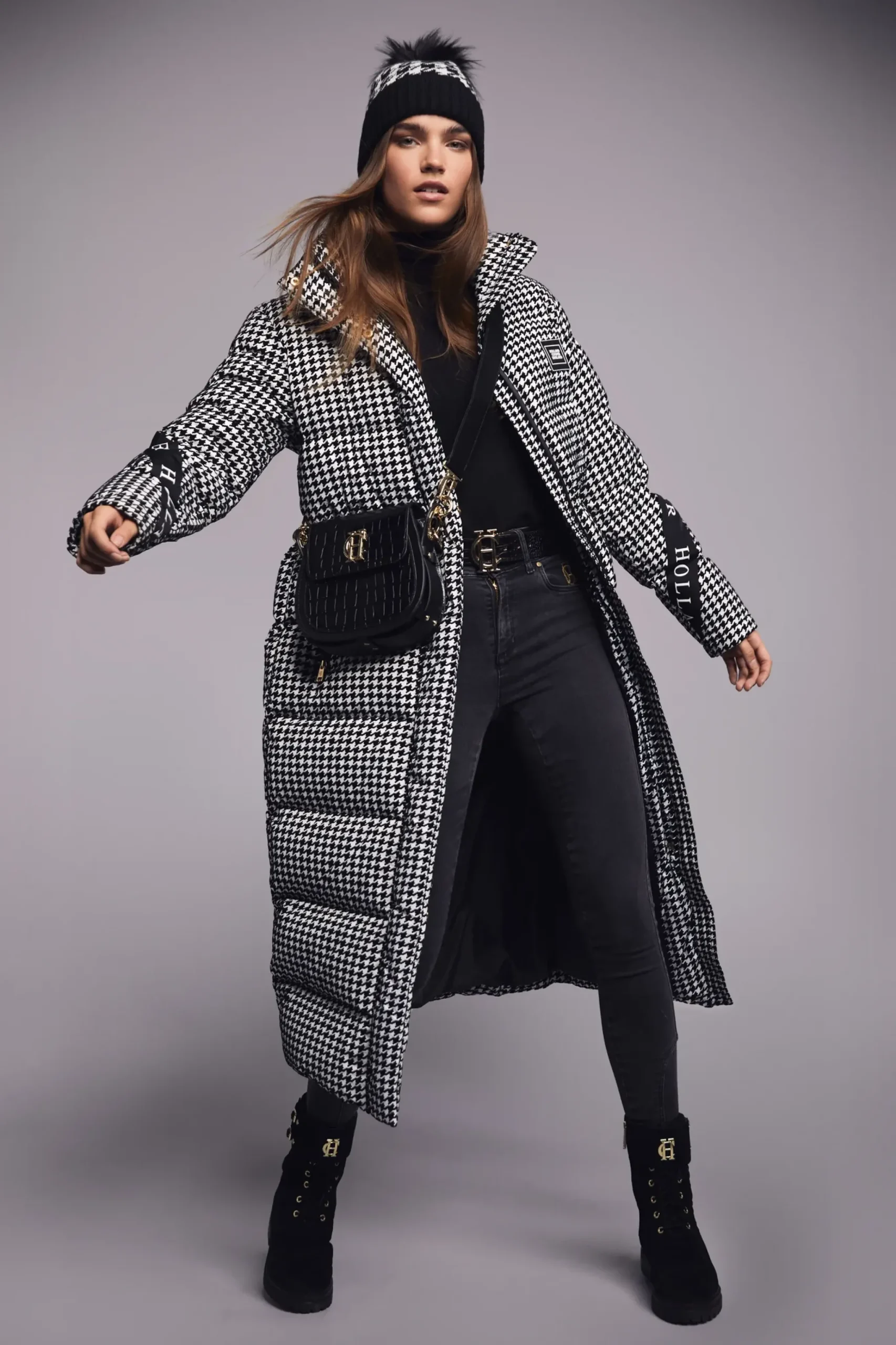 Holland Cooper Camden Longline Coat Houndstooth Discount