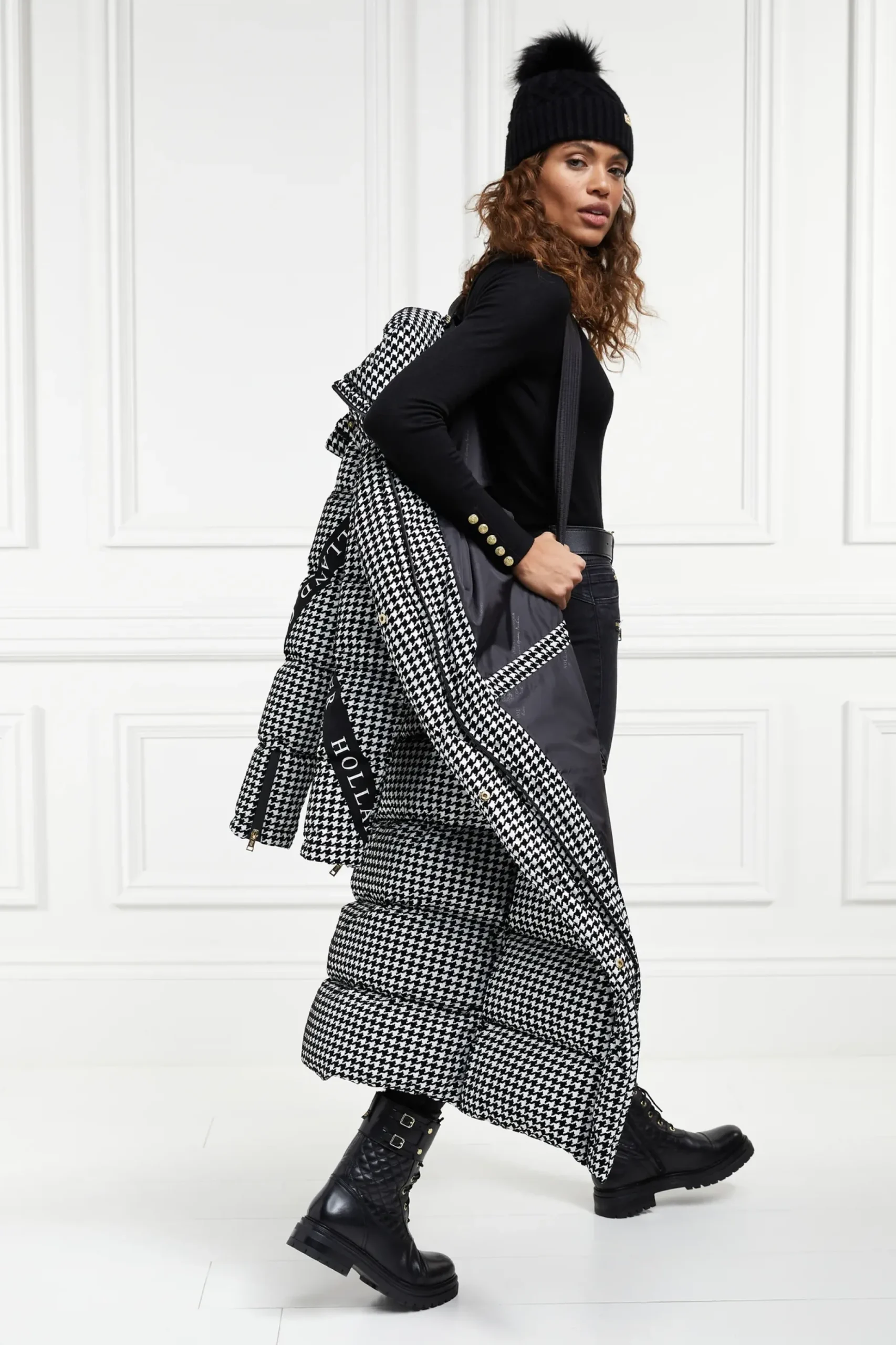 Holland Cooper Camden Longline Coat Houndstooth Discount