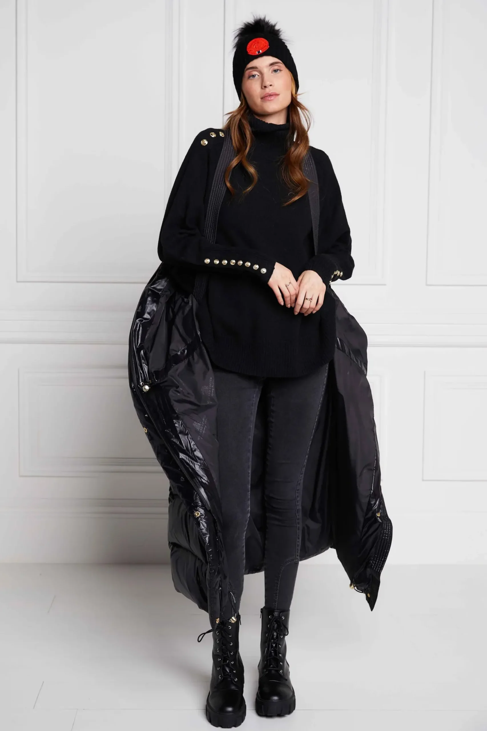 Holland Cooper Camden Longline Coat Black New