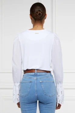 Holland Cooper Camilla V-Neck Blouse White Outlet