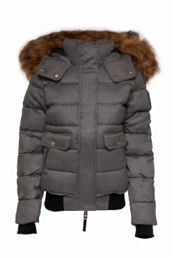 Holland Cooper Cervinia Puffer Light Grey Tweed New