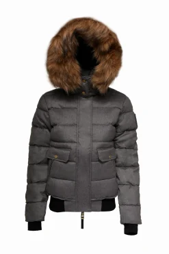 Holland Cooper Cervinia Puffer Light Grey Tweed New