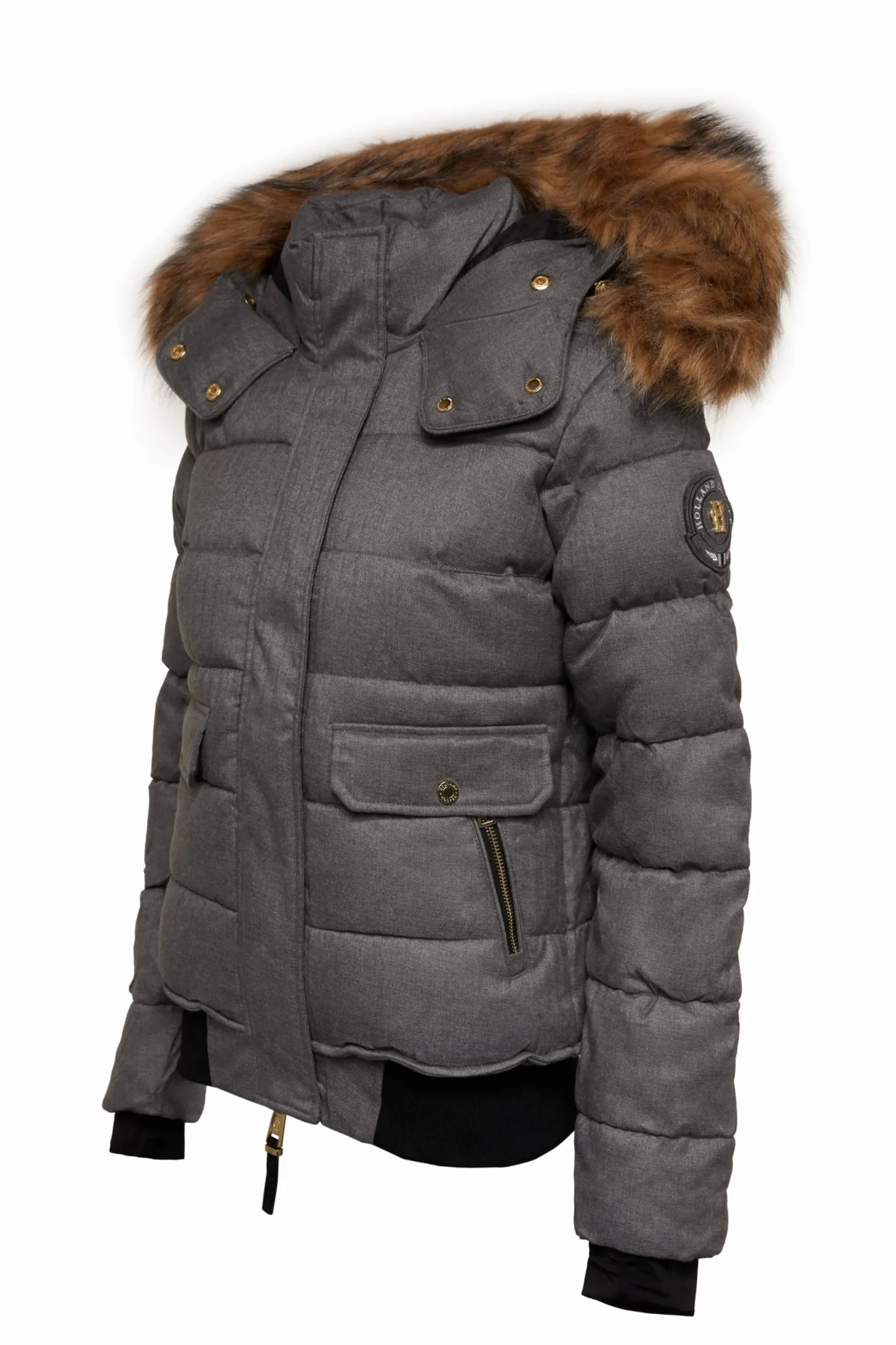 Holland Cooper Cervinia Puffer Light Grey Tweed New