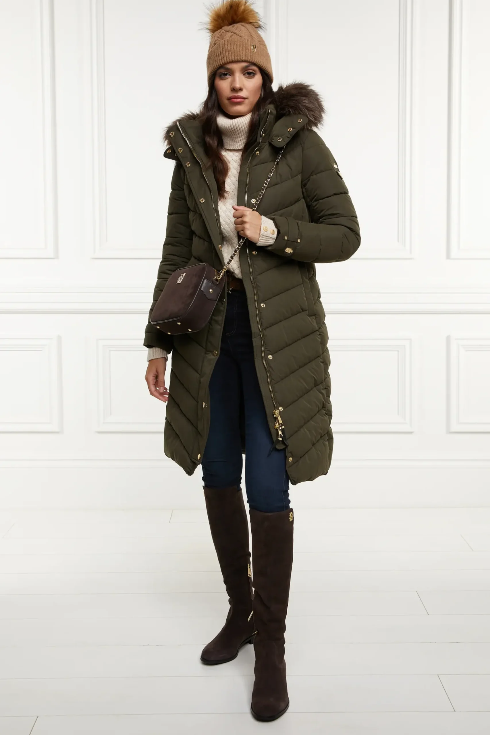 Holland Cooper Chamonix Coat Khaki Outlet