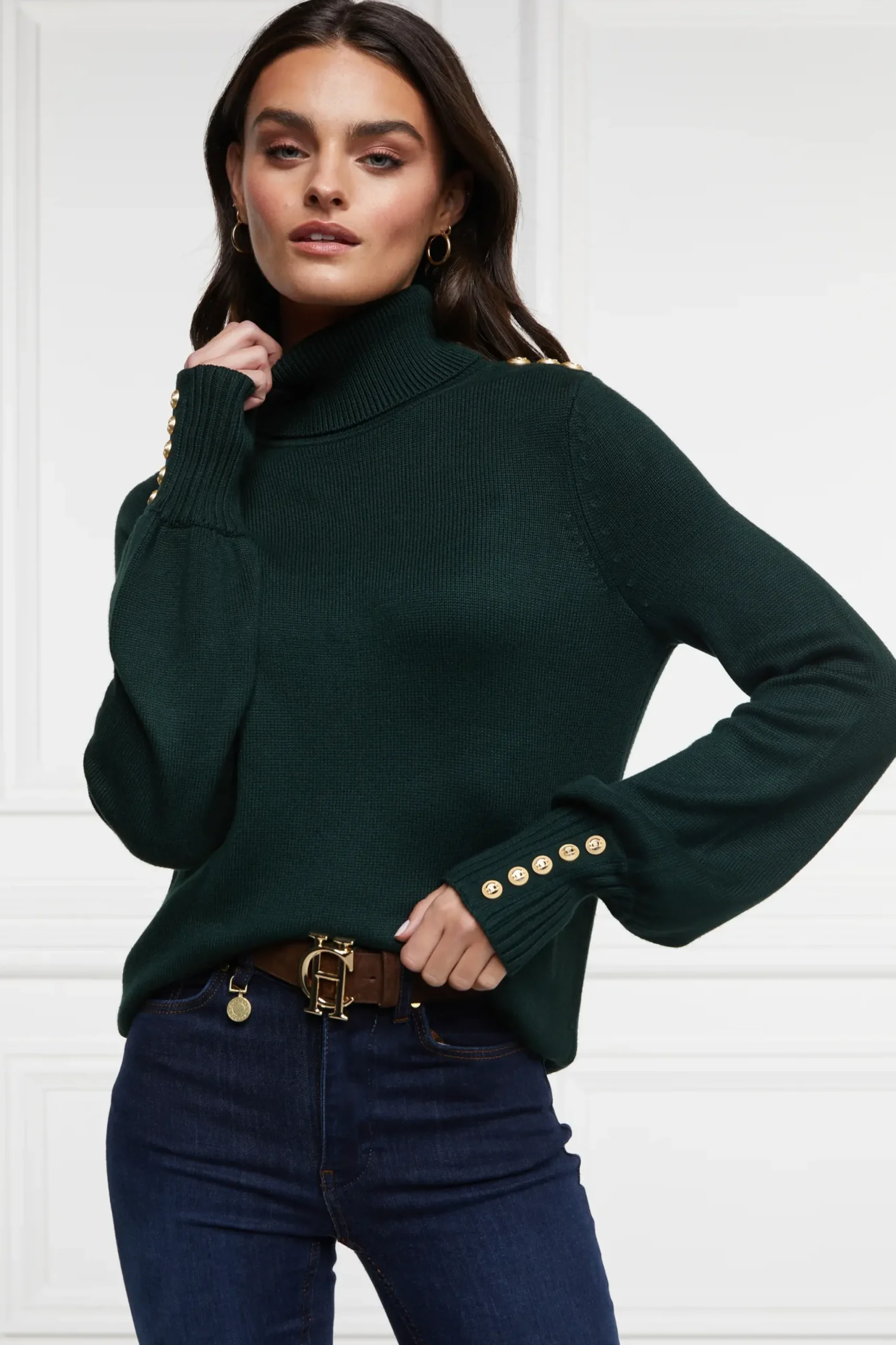 Holland Cooper Chamonix Roll Neck Knit Emerald
