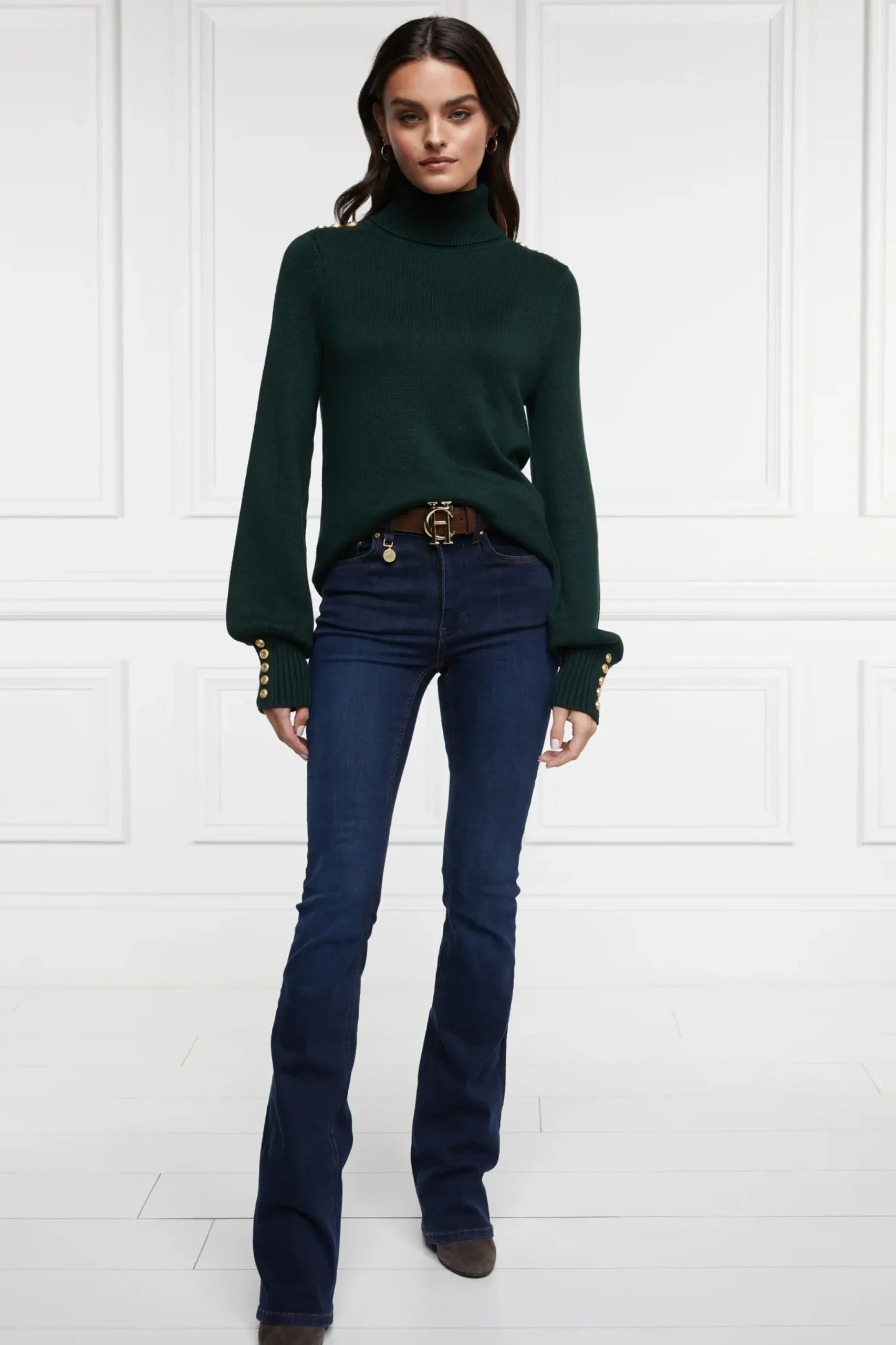 Holland Cooper Chamonix Roll Neck Knit Emerald
