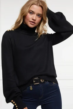 Holland Cooper Chamonix Roll Neck Knit Black New