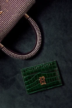 Holland Cooper Chelsea Card Holder Emerald Croc New