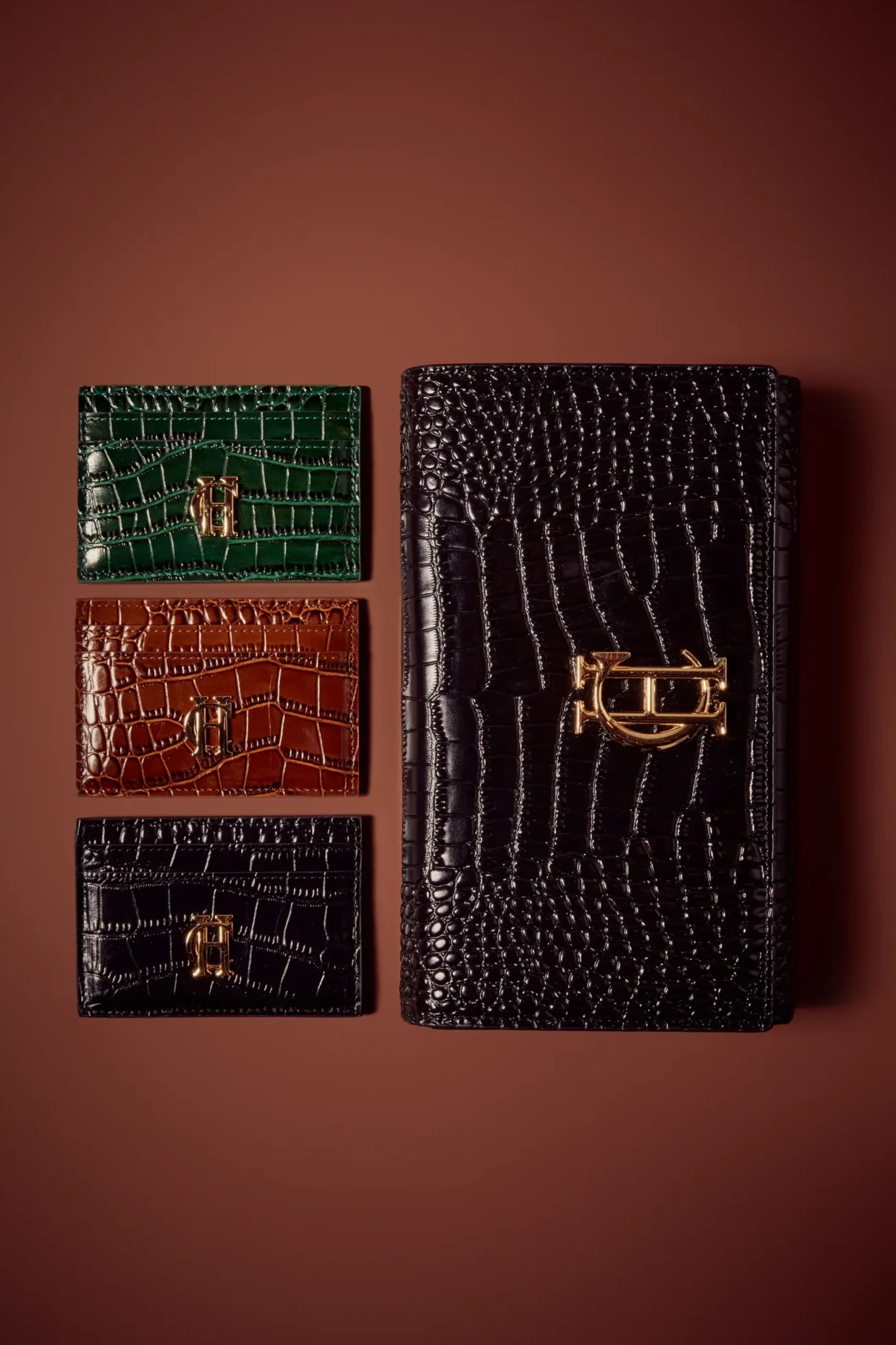 Holland Cooper Chelsea Card Holder Black Croc Clearance