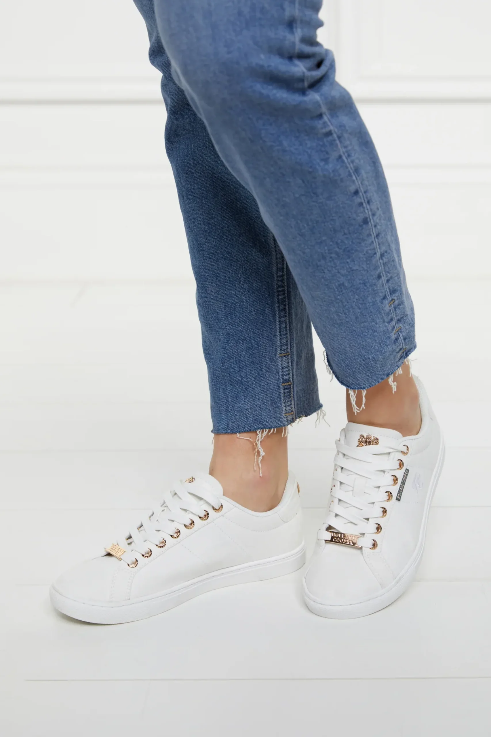 Holland Cooper Chelsea Court Trainer Embroidered White Best