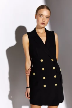 Holland Cooper Chelsea Dress Black Linen